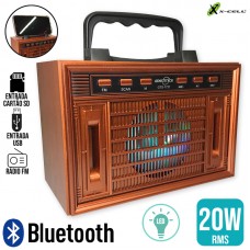 Caixa de Som Bluetooth Retrô 20W GTS-1737 X-Cell - Cobre